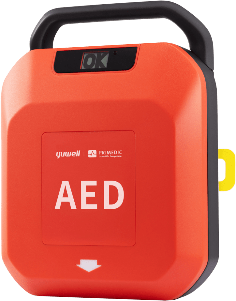 El desfibrilador HeartSave YA, un equipo completamente automático que garantiza una respuesta rápida y segura en emergencias cardíacas en cualquier espacio cardioprotegido.