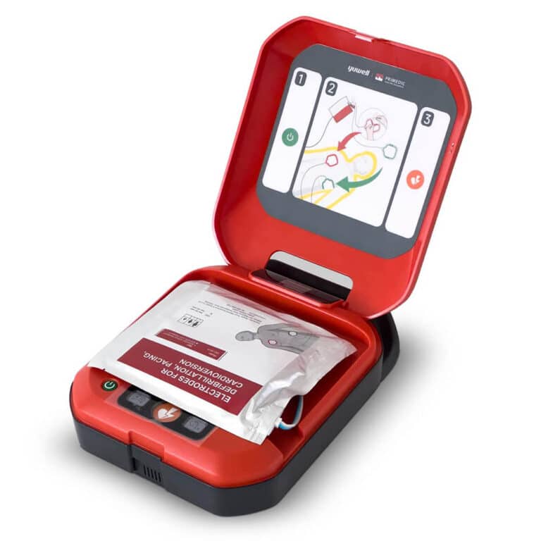 El desfibrilador HeartSave YA, un equipo completamente automático que garantiza una respuesta rápida y segura en emergencias cardíacas en cualquier espacio cardioprotegido.